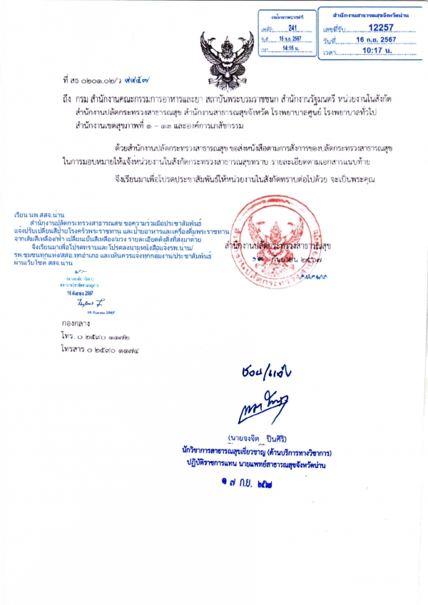 เรื่อง :การปรับเปลี่ยนสีป้ายโรงครัวพระราชทานและป้ายอาหารและเครื่องดื่มพระราชทาน
