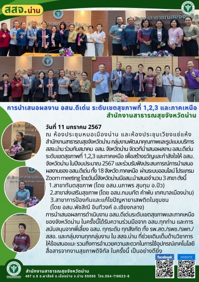 การนำเสนอผลงาน อสม.ดีเด่น ระดับเขตสุขภาพที่ 1,2,3 และภาคเหนือ