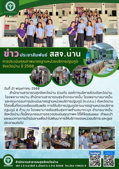 การประเมินคุณภาพมาตรฐานหน่วยบริการปฐมภูมิจังหวัดน่าน ปี 2568